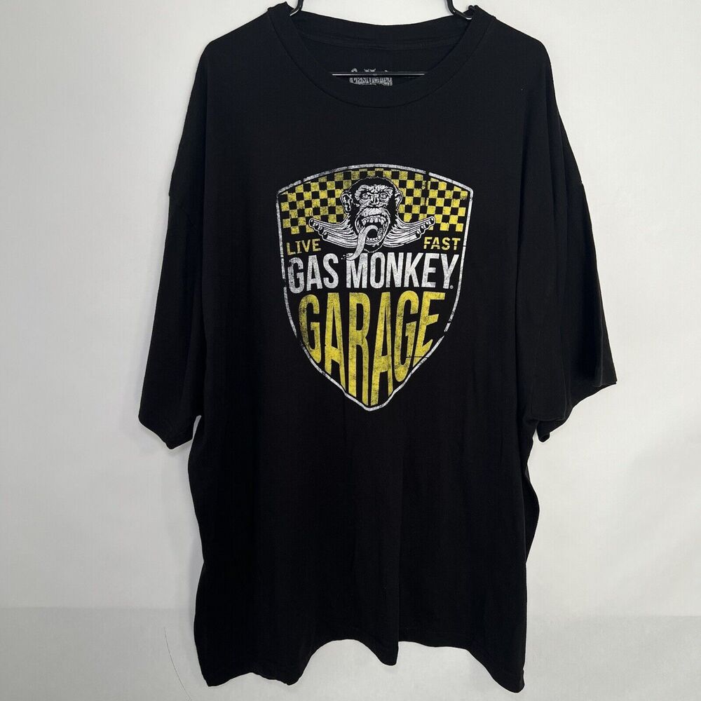 Gas Monkey Garage Graphic Tee T Shirt Mens Size 5XL Black Yellow Short Sleeve